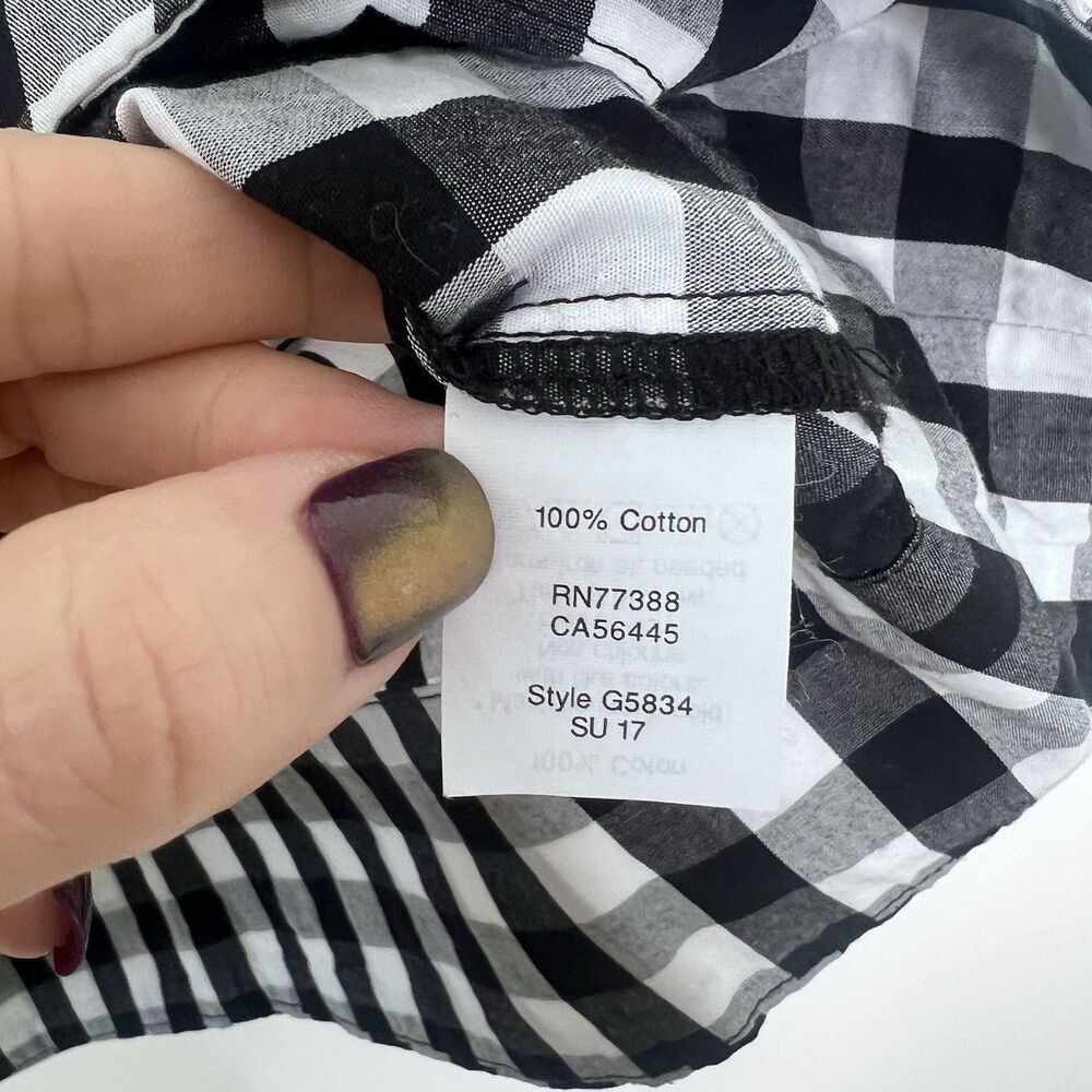 J Crew Black White Gingham Plaid Shirt Dress Button Up Short Sleeve Size S - Picture 7 of 8